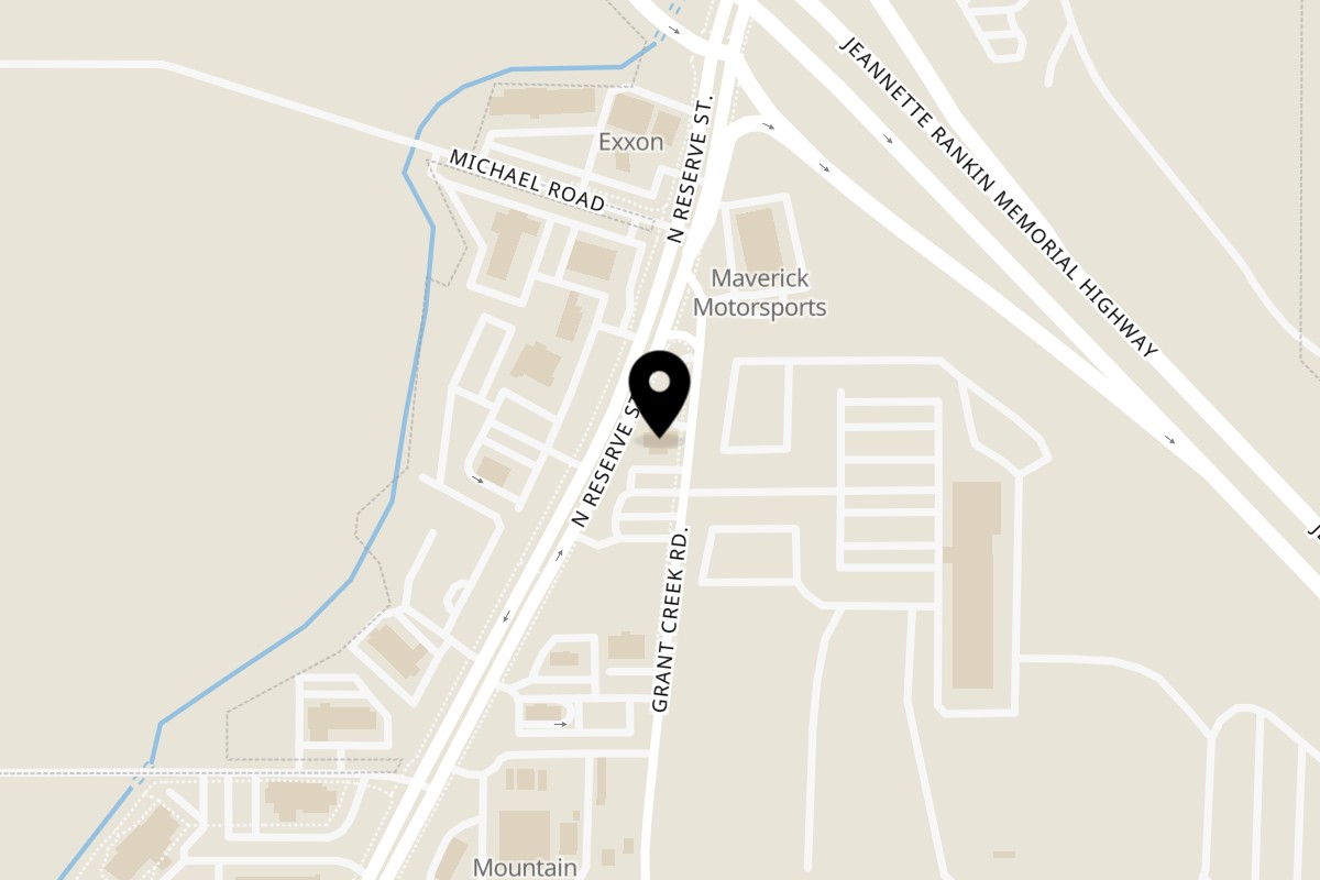 Map showing the location of Fiesta En Jalisco North Reserve Street on 4880 N Reserve St in Missoula